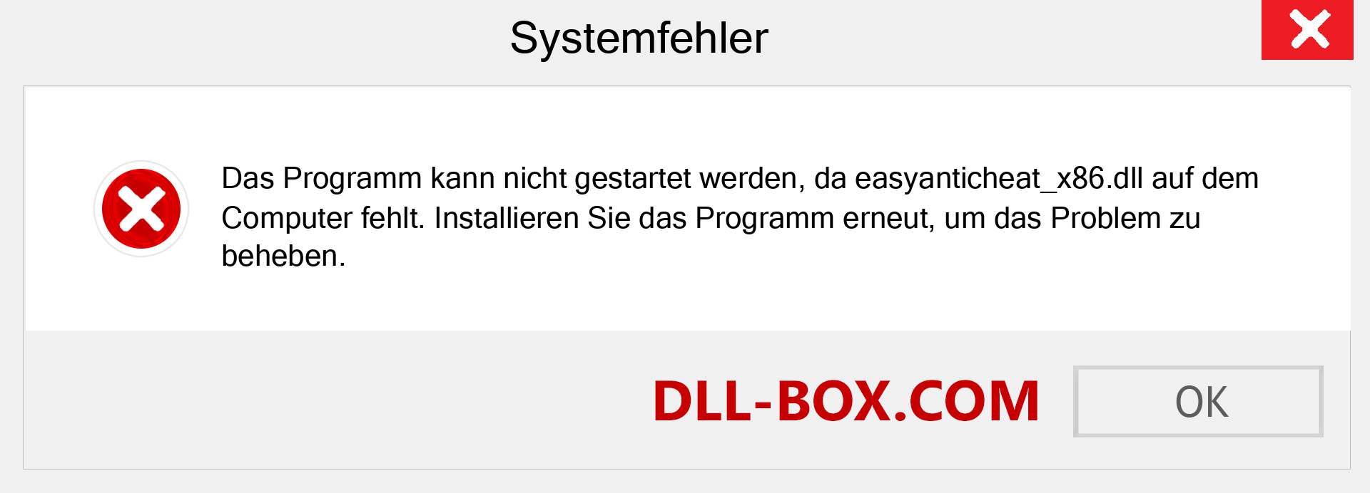 easyanticheat_x86.dll-Datei fehlt?. Download für Windows 7, 8, 10 - Fix easyanticheat_x86 dll Missing Error unter Windows, Fotos, Bildern